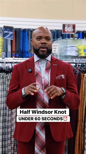 Learn to tie a Half Windsor Knot in under 60 seconds. What’s your favorite knot style for a tie? #Windsor #mensstyleguide #FitCheck #mensstyle #mensfashion #SuitUp | D&K Suit City