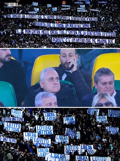 😅 Lazio fans deployed a sarcastic banner against President Lotito during the 1-0 win vs Juventus: “According to current statistics, you get one chicken per year: and, if it doesn’t go into your expenses, it goes into the statistics anyway because there’s another who eats two.” This is a sardonic joke about how averages and statistics can be misleading and mask inequality 👀 The message, essentially saying “the average looks good because you are taking all the money,” captures the Lazio fans’ de