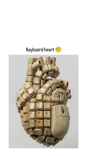 👀 | The post features a short animated video of a heart sculpted from beige computer keyboard keys and an integrated mouse, rotating smoothly... | Instagram