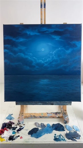 When did you last talk to the moon?🌙 #oilpainting #artshorts #paintwithme