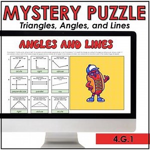 Classify Triangles, Angles and Lines Digital Mystery Puzzle Pixel Art | 4.G.1