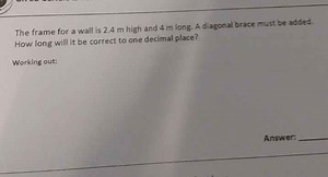 A rectangular wall frame is 2.4 m high and 4 m long. A diagonal... | Filo