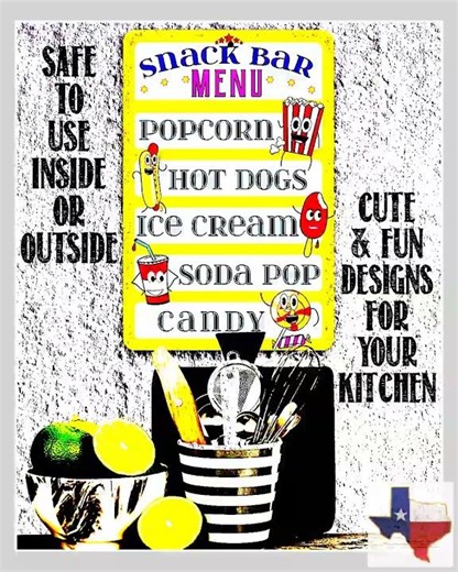 Snack Bar Menu - Metal Sign