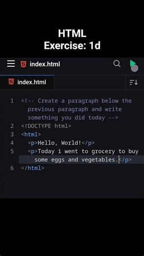 Basics of HTML Exercise 1d#html #html5 #css #css3 #frontend