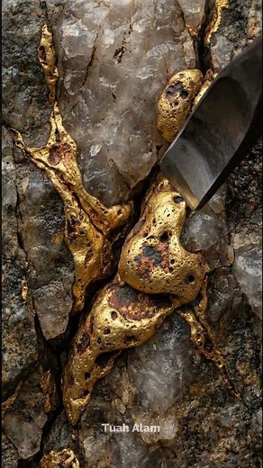 So Satisfying… The Most Unreal Gold Vein Ever Found in Nature ✨🪨💛