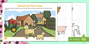 Animals and Their Young Cutting Skills Activity
