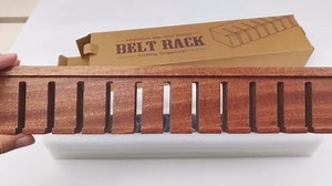 Premium Walnut Wood Belt Organizer with Sliding System - 12-Belt Heavy-Duty Belt Holder, Wall-Mounted Belt Hanger for Closet, Space Saving Storage & Elegant Father’s Day Gift