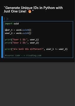 Generate Unique IDs in Python with Just One Line! 🔥
