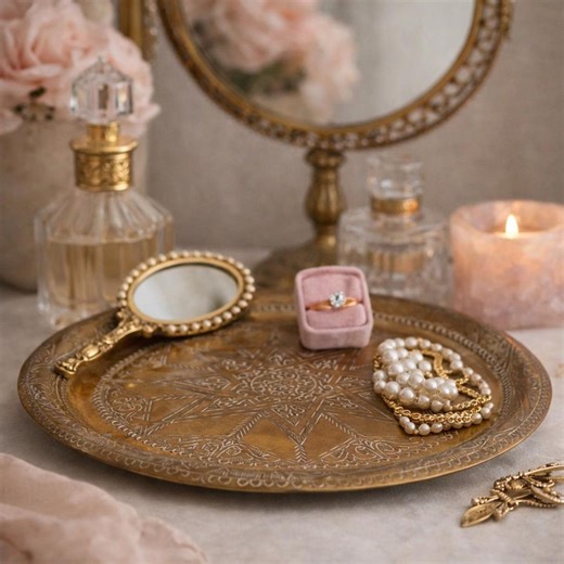 Vintage Gold Mirror Tray Hollywood Regency Vanity Tray Glass Dresser Decor - Etsy