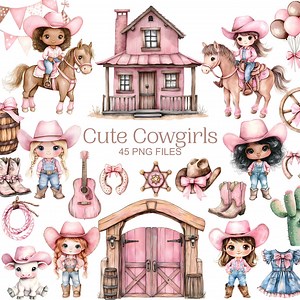 Cowgirl Clipart - Watercolor - Cute Kid's Png - High Quality - Wild West Clipart - Commercial Use - Digital Download - Cowgirl Boots - Etsy