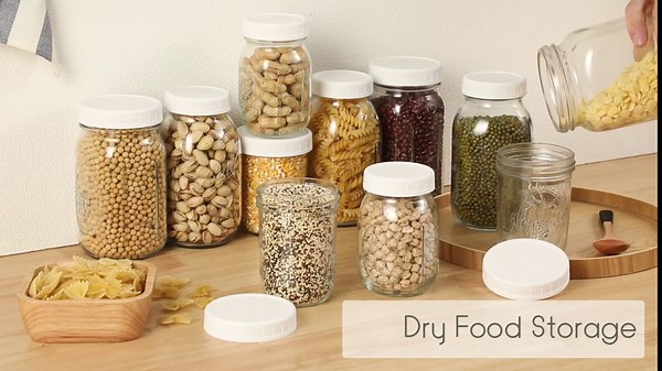 AOZITA Wide Mouth Mason Jar Lids [16 Pack] for Ball, Kerr and More - White Plastic Storage Caps for Mason/Canning Jars - Leak-Proof - Dishwasher Safe & Food Grade