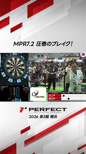 【2026 PERFECT 第3戦 横浜大会】 ~男子決勝T3回戦~城野プロ、MPR7.2圧巻のブレイク！「中井 十夢 vs 城野 弘樹」の試合をピックアップ！\フルVerはこちら/https://t.co/FyvXMBuUXB#ダーツ#PERFECT#パーフェクト#フェニックスダーツ