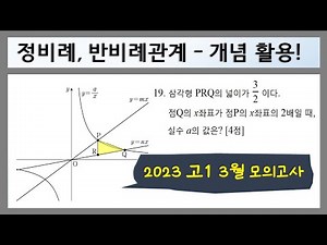 [중1수학] 정비례와 반비례 관계 그래프 / 2023 고1 3월 모의고사 수학 19번