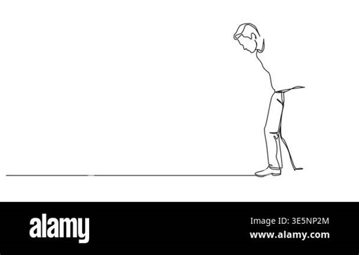 animated continuous line drawing of man standing stooped over in intense pain in his lower back, line art animation Stock Video Footage - Alamy