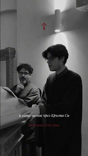 Deacon Damian Dobromirov chanting “Elevation of the Cross” in Church Slavonic & English