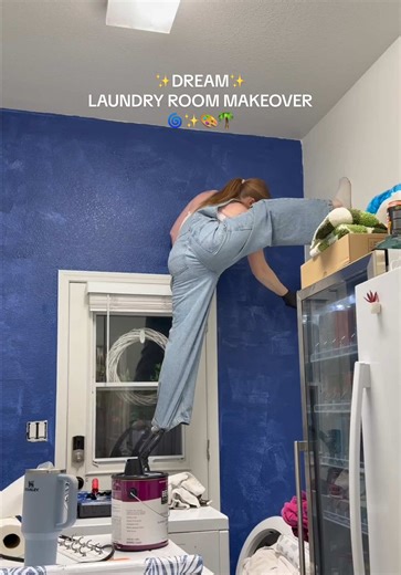 Does being THIS excited over laundry make me officially “all grown up” 🤣 Turing our embarassing mudroom into our DREAM “room makeover” for our laundry room/catch all/entry way complete with an ice maker, drink fridge and diy wallpaper accent wall #beforeandafter #diy #roomreveal