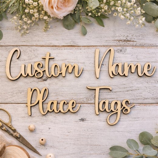 Custom Wooden Script Name – 2 Inches Tall – Birch Wood Name Place Cards – Wedding and Birthday Place Holder Tags - Etsy