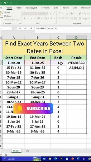 📅 Find Exact Years Between Two Dates in Excel | YEARFRAC Function Explained 💥