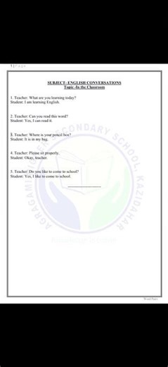 English Conversation Note 1 | Reading | Class 1 Conversation | Agragami Contents