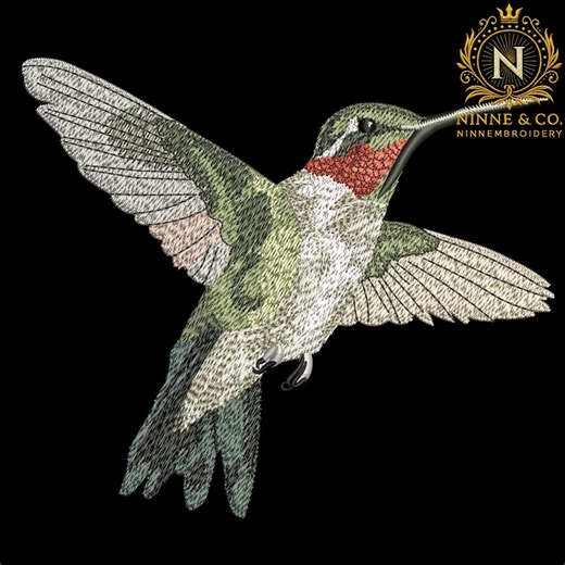 Realistic Hummingbird Embroidery Design, Flying Bird Nature Pattern, Detailed Wildlife Hummingbird Embroidery File for Clothing - Etsy