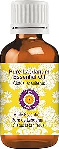 Deve Herbes Pure Labdanum Essential Oil (Cistus ladaniferus) Steam Distilled 100ml (3.38 oz)