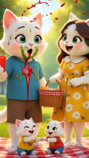 “Kitten Family Picnic Gone Funny 🧺😂 | Cute Cats Park Chaos – 3D Tiny Fun”