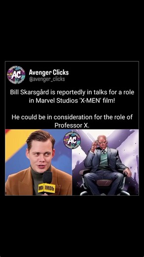 Bill Skarsgård in talks for Professor X in MCU X-Men! 🤯🧠❌ #XMen #BillSkarsgard #ProfessorX #Shorts