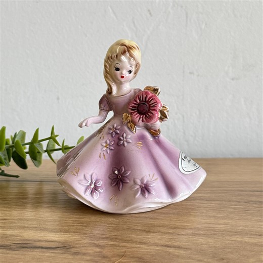 Josef Originals February Figurine | Amethyst Birthday Girl | Vintage Josef Angel Style | Mid Century Girl Figurine | Collectible Decor - Etsy