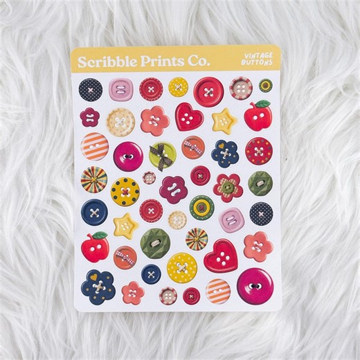 Vintage Buttons – Deco // Matte Journal Stickers - Etsy
