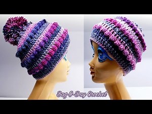 Easy to Crochet Beanie Hat | Candy Visions | Bag O Day Crochet Tutorial # 532