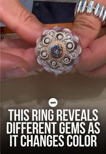 This kinetic lotus ring by designer Tariq Riaz is engineered to transform as it’s worn. The expandable design cycles through six diamonds, six rubies, six sapphires, and six emeralds, shifting color and form with motion. #luxury #craftsmanship #jewlery #diamondring