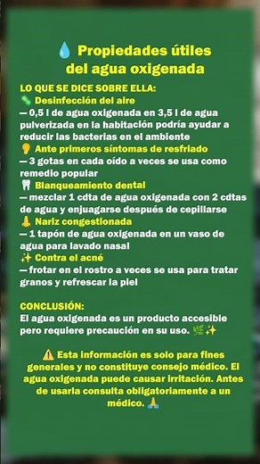 💧 Propiedades útiles del agua oxigenada