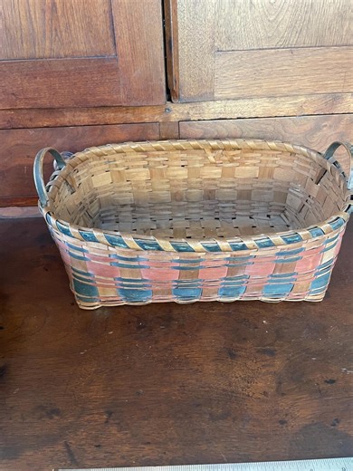 Antique Hand Woven Native American Painted Ash Basket With Red and Blue Painted Pattern - Etsy