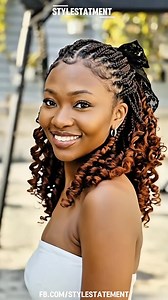 Micro braids transition to bouncy, highlighted curls, accented by a black statement bow. Perfect for a sophisticated and fun look. #microblading | StyleStatement