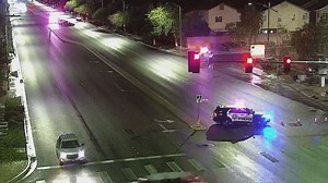 Las Vegas police investigate SUV and sedan collision at Cactus and Decatur