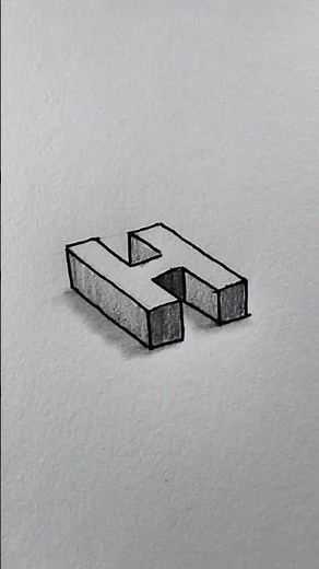 Let's Draw 3D Letter H with Pencil ✏️📝 | Easy 3D Alphabet Drawing | YouTube Shorts