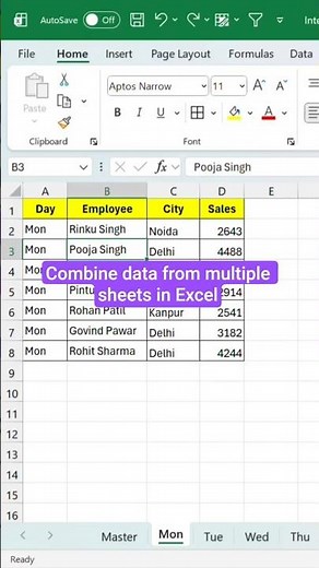 How to combine data from multiple sheets into one sheet in Excel!