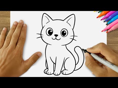 How to Draw a Cute Cat Easy | Step by Step Adorable Cat Drawing Tutorial 🐱✨