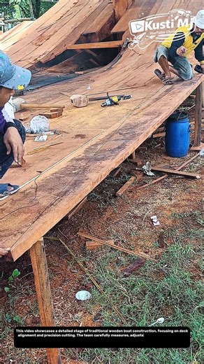 Handcrafted Wooden Hull Assembly – Precision Deck Shaping Process.