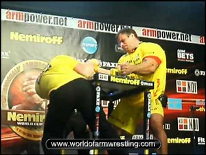 Andrey Pushkar vs. Denis Cyplenkov - Right Open final - Nemiroff 2010 - World of Armwrestling.com