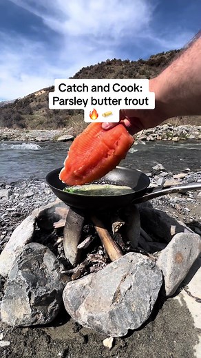 Outdoor Cooking: Parsley Butter Trout over Fire