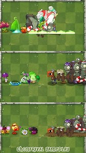 Dragon bruit team vs scaredy shroom team vs fire pea team vs gargantuar zombie team | ChonFrival Gameplay