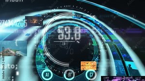 multiple animations in digital data overlay broadcasting user interface. Modern background