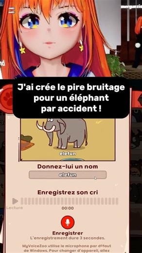 J'ai crée le pire bruitage pour cet éléphant...😆#myvoicezoo #vtuber #vtuberfr #clip #drole
