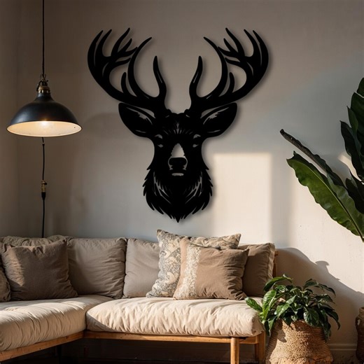 Metal Deer Head Wall Art - Country & Farmhouse Decoration - Living Room Wall Decor - Etsy