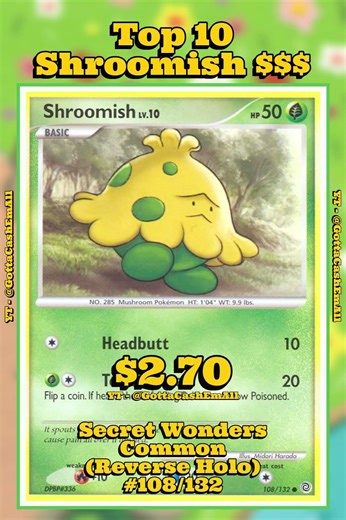 Top 10 Rarest Shroomish Pokémon Cards! 🍄✨ #pokemon #top10 #tcg #pokémon #pokemoncards #pokemontcg