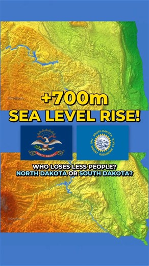 +700m/2297ft Sea Level Rise!🌊North Dakota 🇺🇸 vs South Dakota 🇺🇸