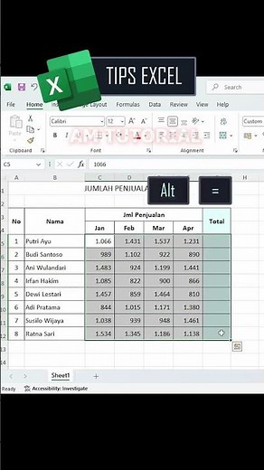 Menghitung Total dengan cepat di Microsoft Excel #fypシ #excel #exceltips #belajaroffice #fyp
