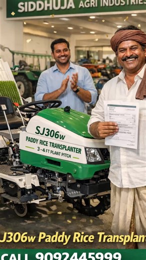 Siddhuja Rice Transplanter on Instagram: "Boost Paddy Transplanting Efficiency with SJ306w Rice Transplanter Introducing the SJ306w Paddy Rice Transplanter Machine by Siddhuja Agri Industries—designed to make paddy transplantation faster, easier, and more efficient for Indian farmers. This man-pulling type rice transplanter features an 8-row planting system, ensuring uniform plant spacing and higher crop productivity. Built for durability and ease of use, the SJ306w significantly reduces labor d