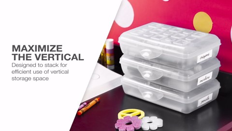 Sterilite Small Pencil Box, Translucent Plastic Storage Case with Hinged Lid and Snap Latch, Portable Pencil Case Organizer for School, Crafts, and More